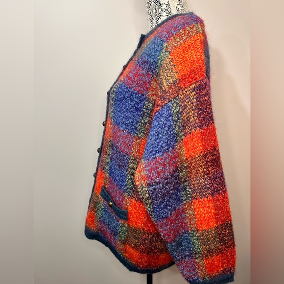 Vintage Allison H mohair plaid oversized sweater cardigan - Picture 5 of 12